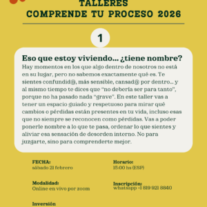Taller "Eso que estoy viviendo... ¿tiene nombre? Primer taller del cliclo "Comprende tu proceso 2026" por Marly Saravia